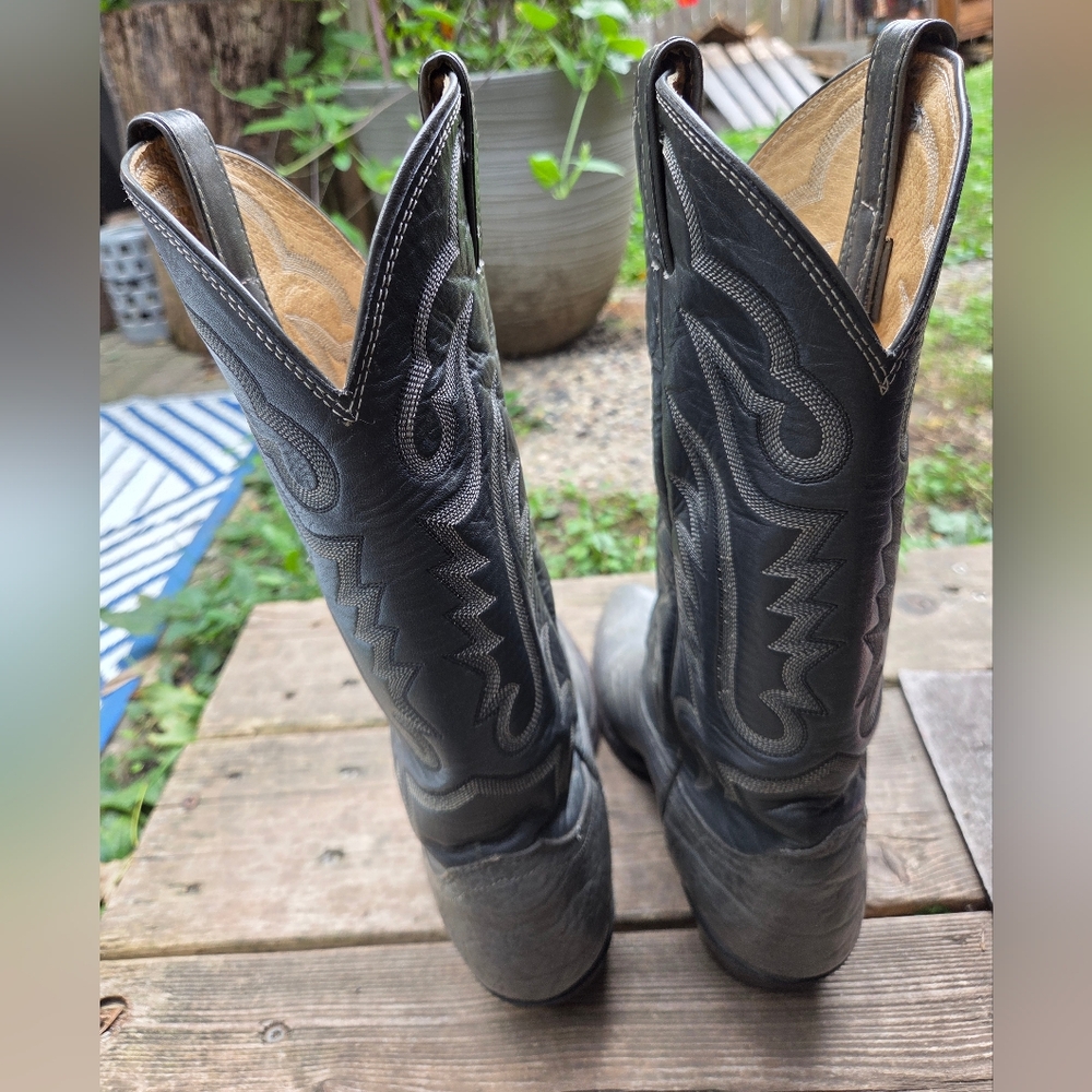 Justin 1440 Vintage Western Cowboy Boots | Distressed Gray Leather | Men’s 8.5D - Picture 5 of 10